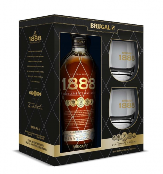 Brugal 1888 mit 2 Gläsern